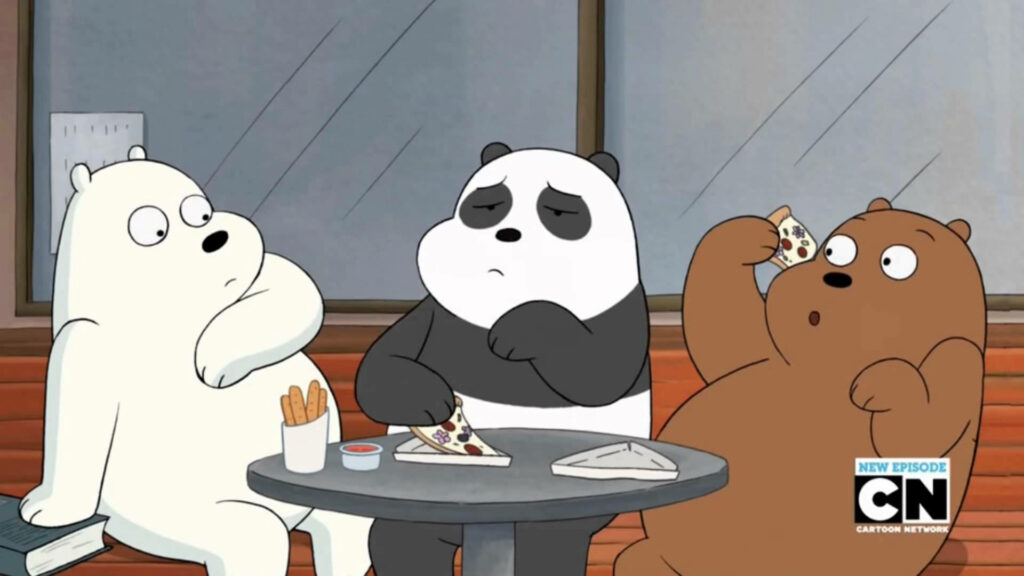 Chowing Down with We Bare Bears: A Cafe Encounter with Ice, Pan-pan, and Grizz (Wallpaper Edition)