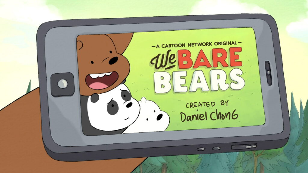 Furry Friends Unleash their Chatting Charm: We Bare Bears Strolling in an HD Cartoon Wallpaper Background