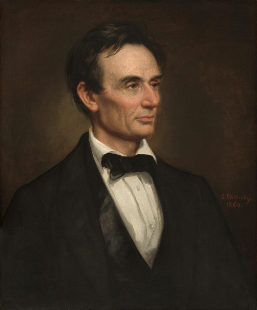 Portrait of beardless Abraham Lincoln in formal attire with dignified expression wallpaper