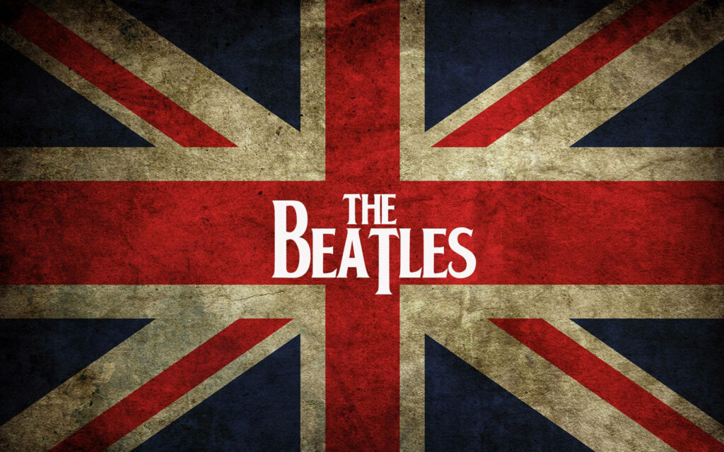 Union Jack Wallpaper with The Beatles Logo - Bold British Design