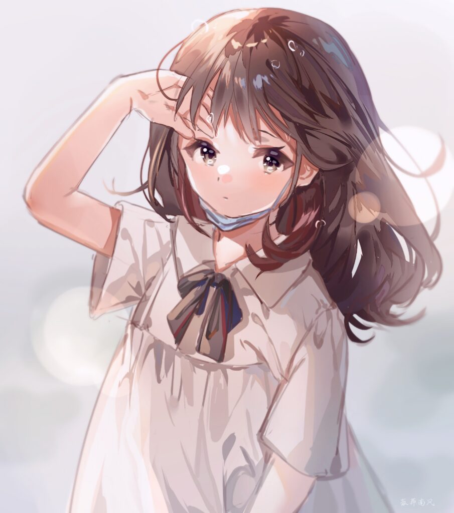 Anime Girl Wallpaper: Expressive Eyes & Elegant Mask Art
