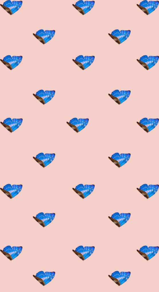 Delicate Blue Butterfly Wallpaper on Soft Pink Background