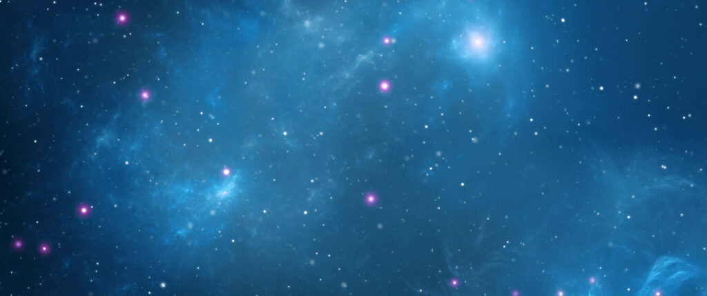 Stunning blue cosmic wallpaper with glowing stars and vibrant nebulae in a celestial expanse.