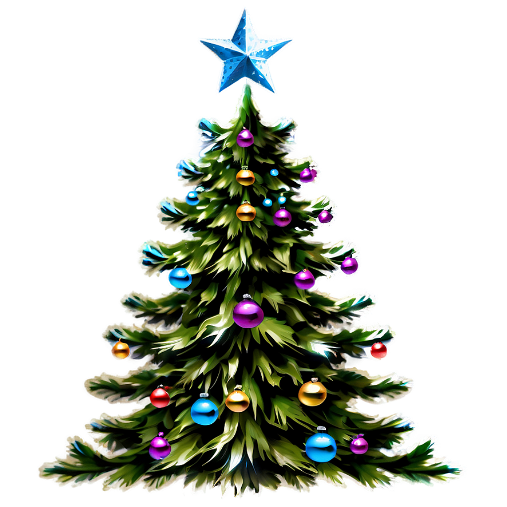 Colorful Christmas Tree Wallpaper with Glowing Star on Soft Background