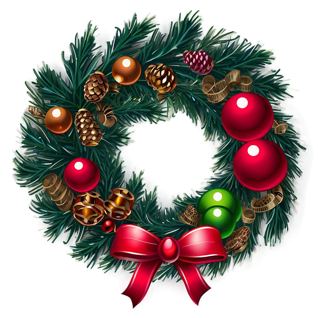 Festive Christmas Wreath Wallpaper: Holiday Decor with Ornaments & Glow