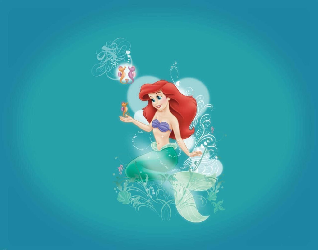 Vibrant Ariel Wallpaper: Underwater Floral Design & Mermaid Elegance
