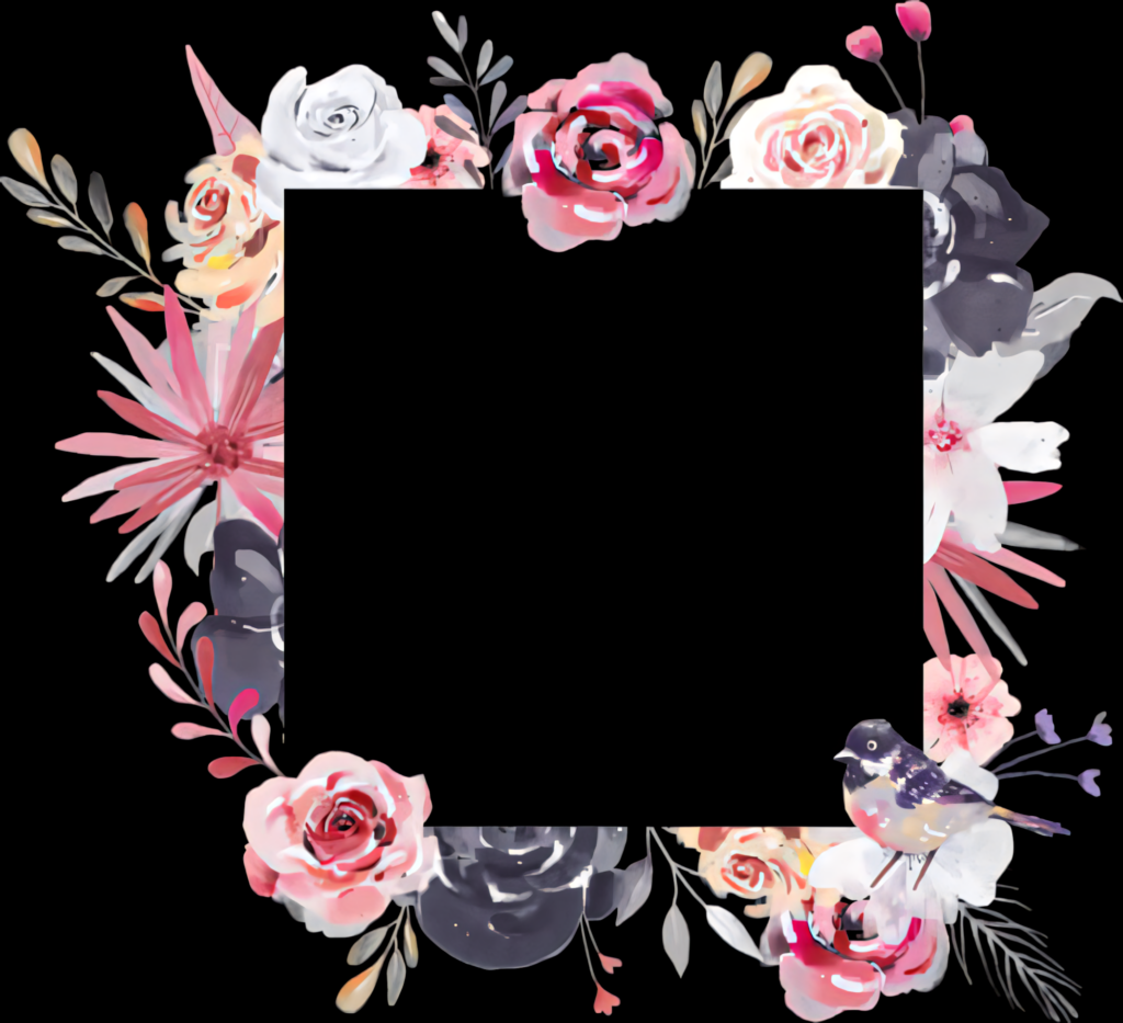 Charming Floral Frame Wallpaper with Bird – Customizable Background