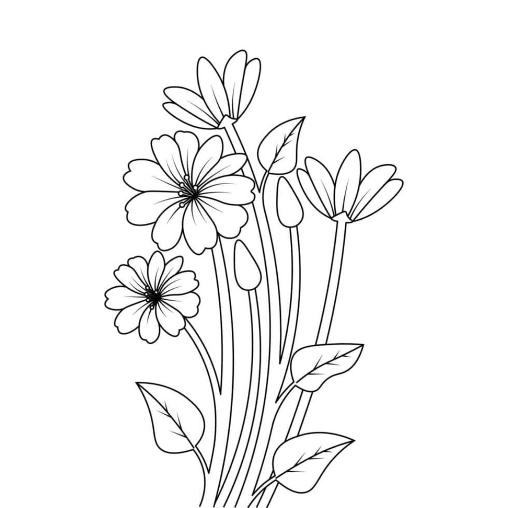 Intricate Flower Line Art Wallpaper for Creative Coloring Fun