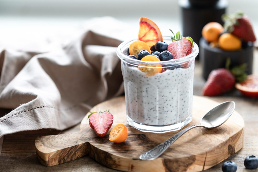 Stylish Yogurt & Fruit Wallpaper: Rustic Food Photography Delight