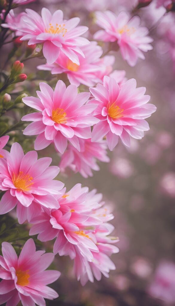 Serene Pink Lewisia Flower Wallpaper - Delicate Floral Background