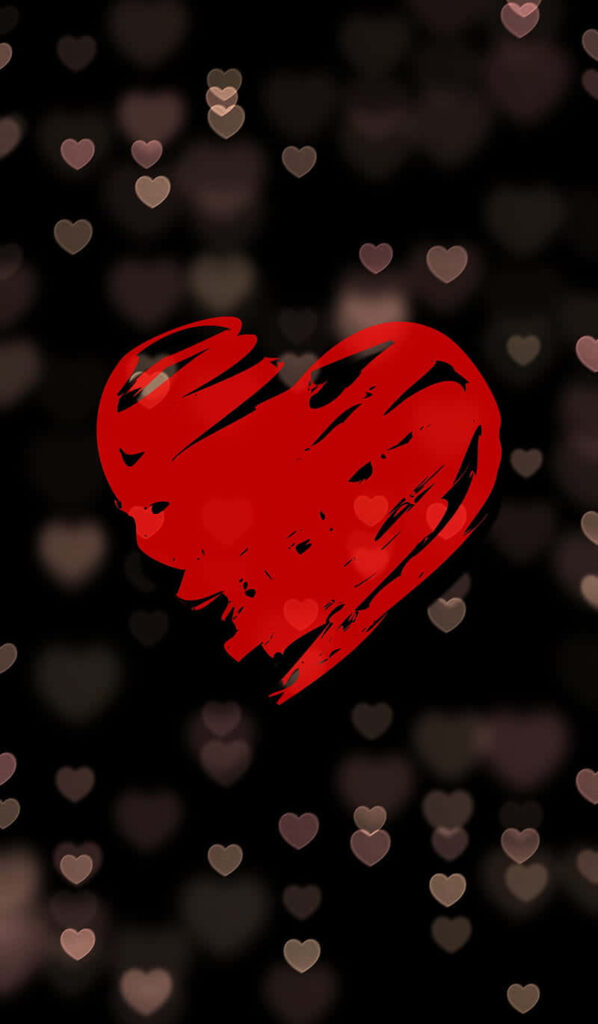 Red Heart Bokeh Wallpaper: Love & Innocence on Dark Background