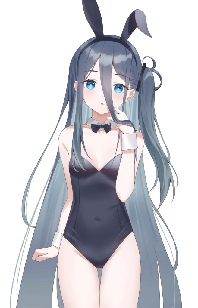 Elegant Tendou Alice Wallpaper: Blue-Gray Hair & Bunny Outfit
