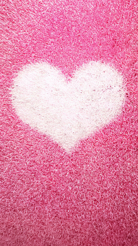 Vibrant Pink Wallpaper with White Heart | Textured Artistic Design