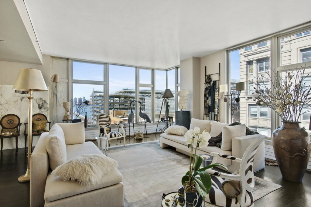 Serene Modern Living Room with Breathtaking View: A Captivating HD Wallpaper