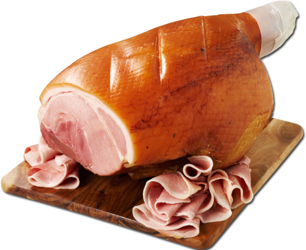 Beautifully Glazed Ham on Wooden Board - Wallpaper Background