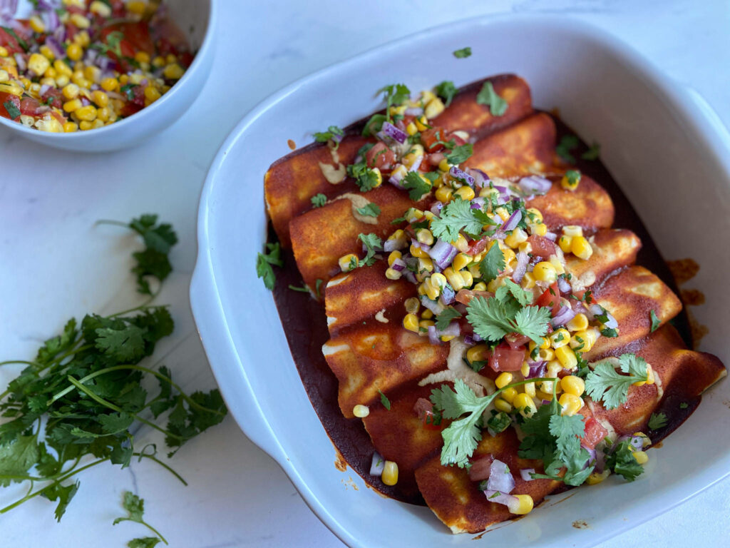 Colorful Enchiladas with Fresh Veggies - Vibrant Wallpaper Background