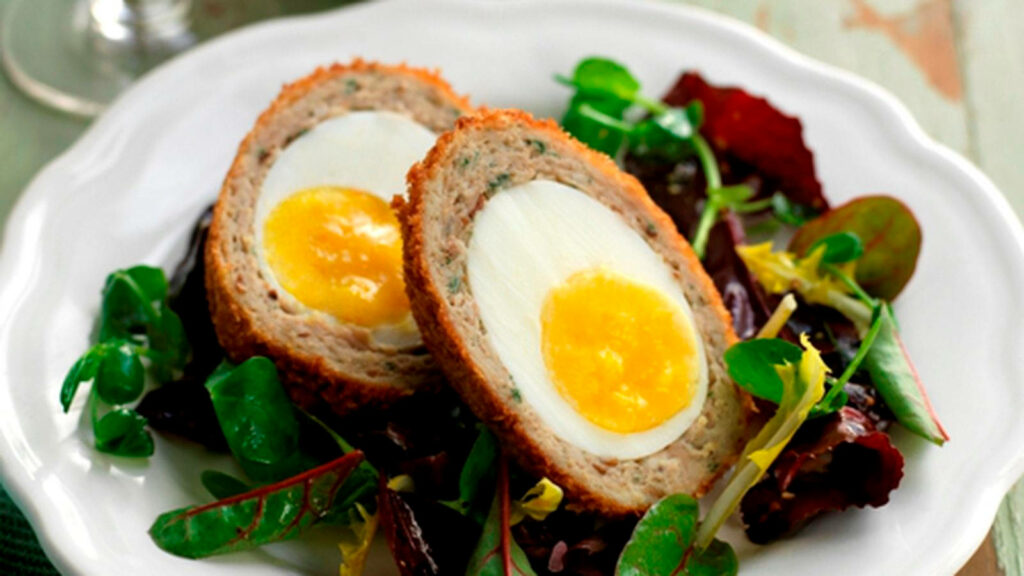Stunning British Scotch Egg: Vibrant Wallpaper Background Delight