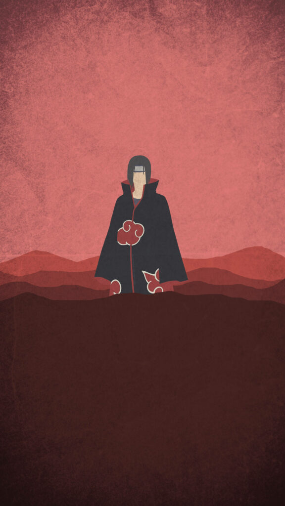 Itachi Naruto Anime Wallpaper: Minimalistic Red Akatsuki Cloak Design
