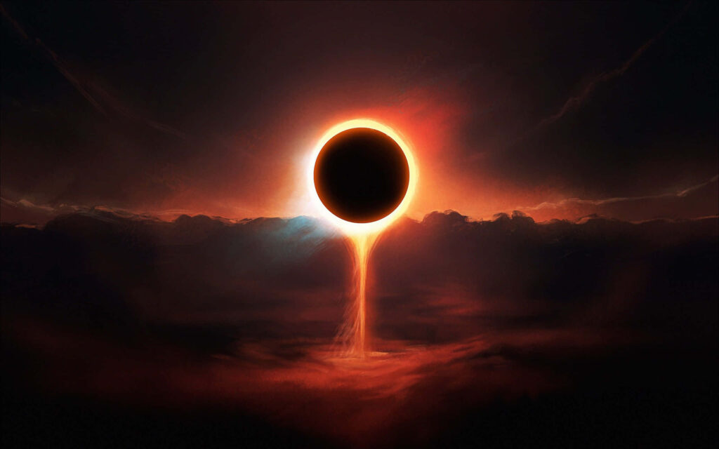 Captivating Cosmic Paradox: The Majestic Sun Embraced by Vortex of the Unknown Wallpaper