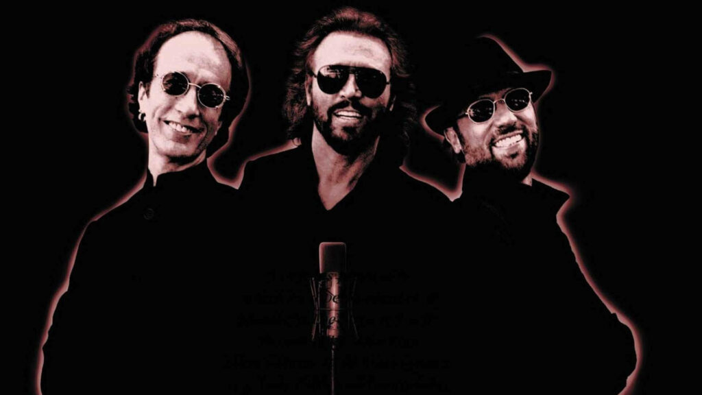 Bee Gees One Night Only album cover with Barry Robin and Maurice Gibb in iconic style wallpaper
