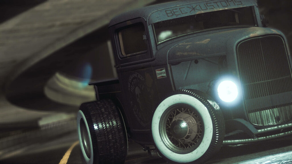 Stylish Rat Rod Wallpaper: Bee Kustoms on a Racing Track