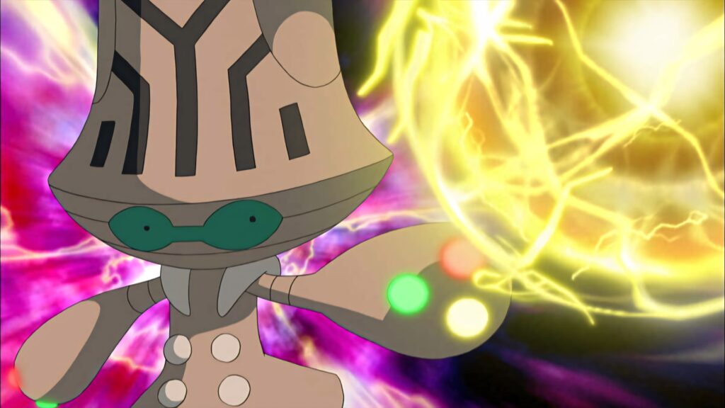 Beheeyem using finger flash move glowing bright light vibrant dynamic wallpaper background