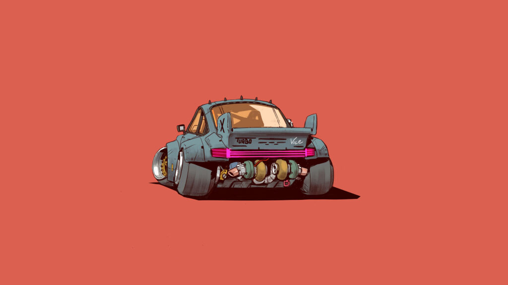 Fragmented Perspectives: An Artistic 4k Depiction of a Cracked Turquoise Vehicle from the Rear Wallpaper