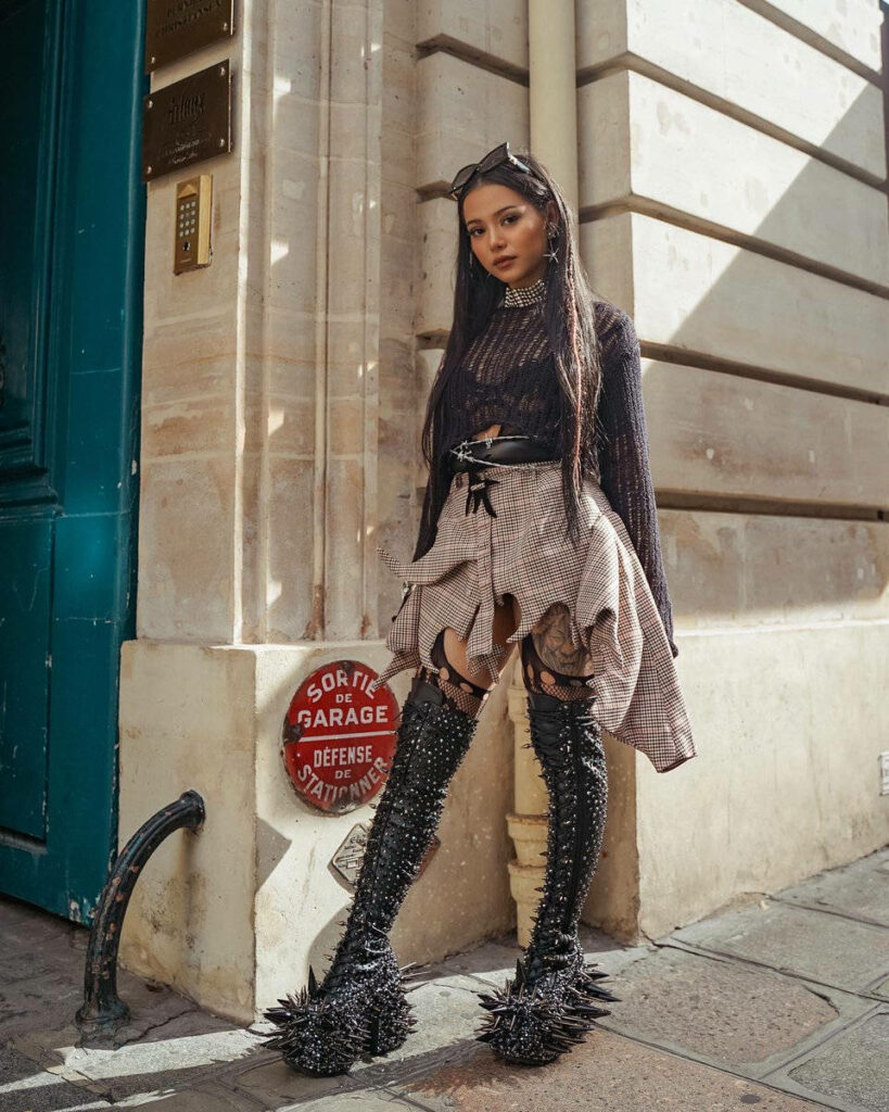 Bella Poarch in Stylish Outfit & Spiked Shoes: Urban Wallpaper