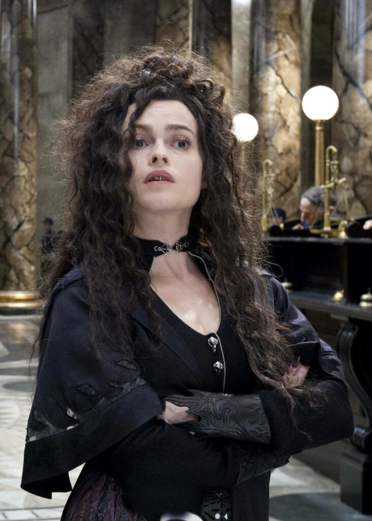 Bellatrix Lestrange portrait wallpaper fierce intense character confident dramatic background