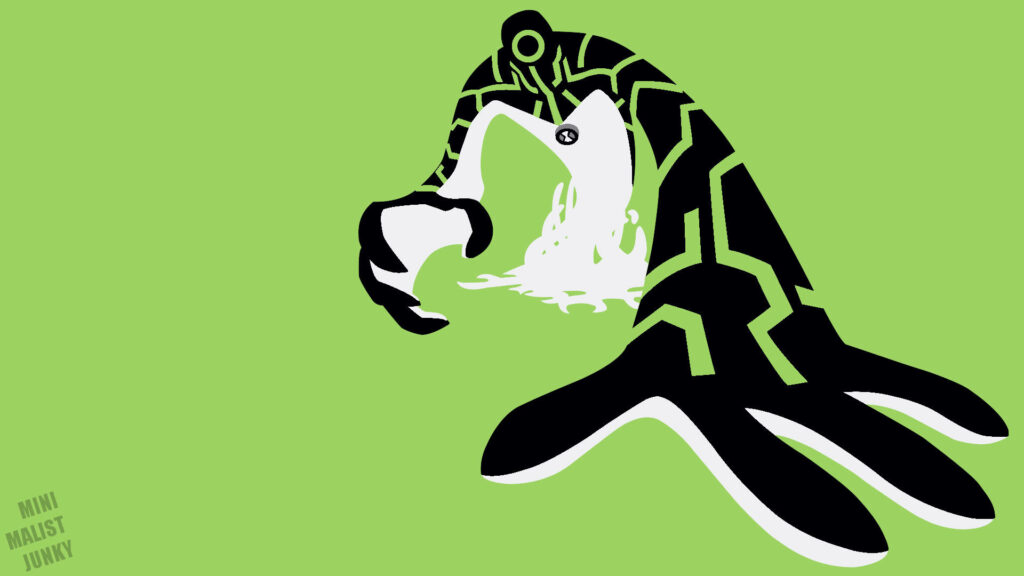 Mysterious Galvanic Mechamorph Unleashing Alien Upgrade Powers in Vibrant Green Canvas Wallpaper
