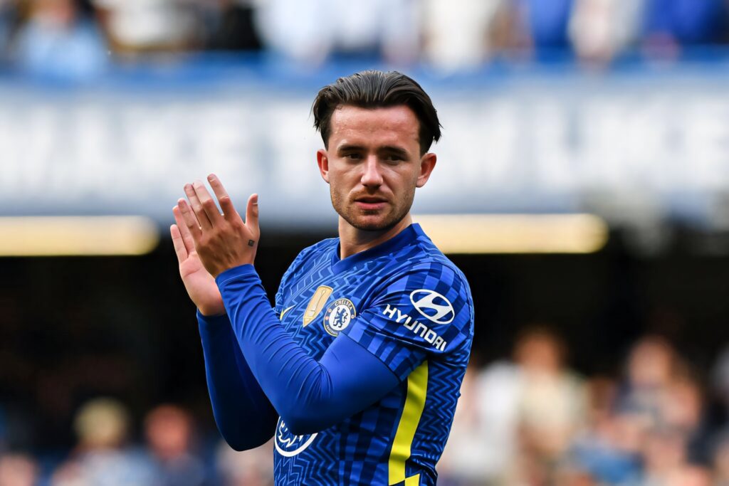 Ben Chilwell applauding in Chelsea FC kit during match football wallpaper background