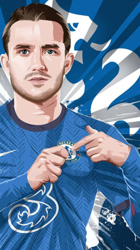 Ben Chilwell Chelsea FC wallpaper 2D illustration blue background football passion image