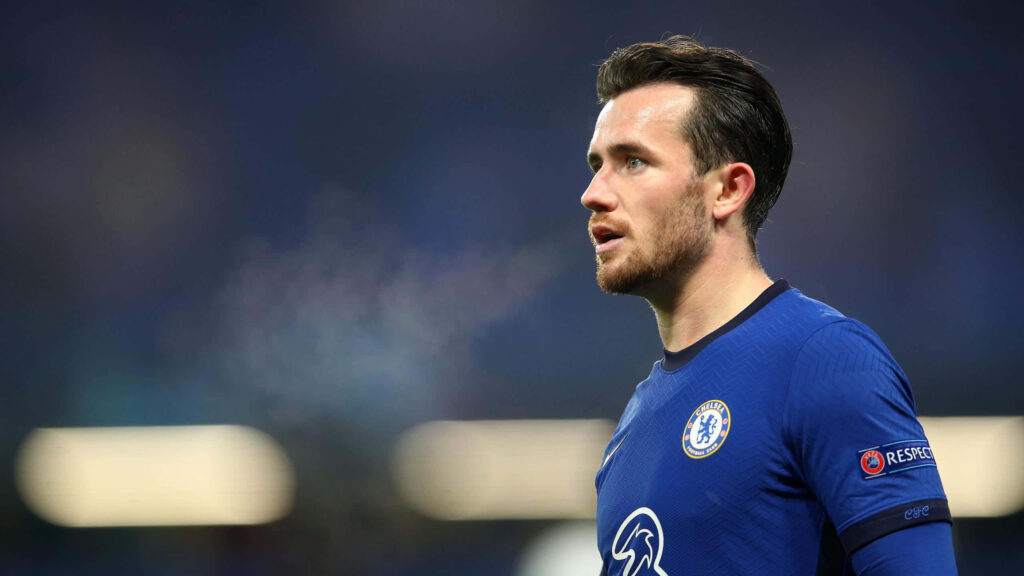 Ben Chilwell Chelsea FC focused side profile football player wallpaper background image