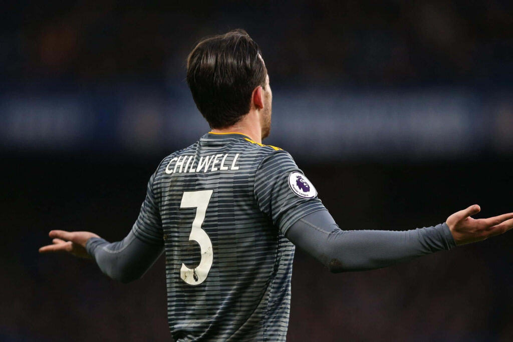 Ben Chilwell wearing number 3 jersey shrugging during football match dynamic wallpaper background