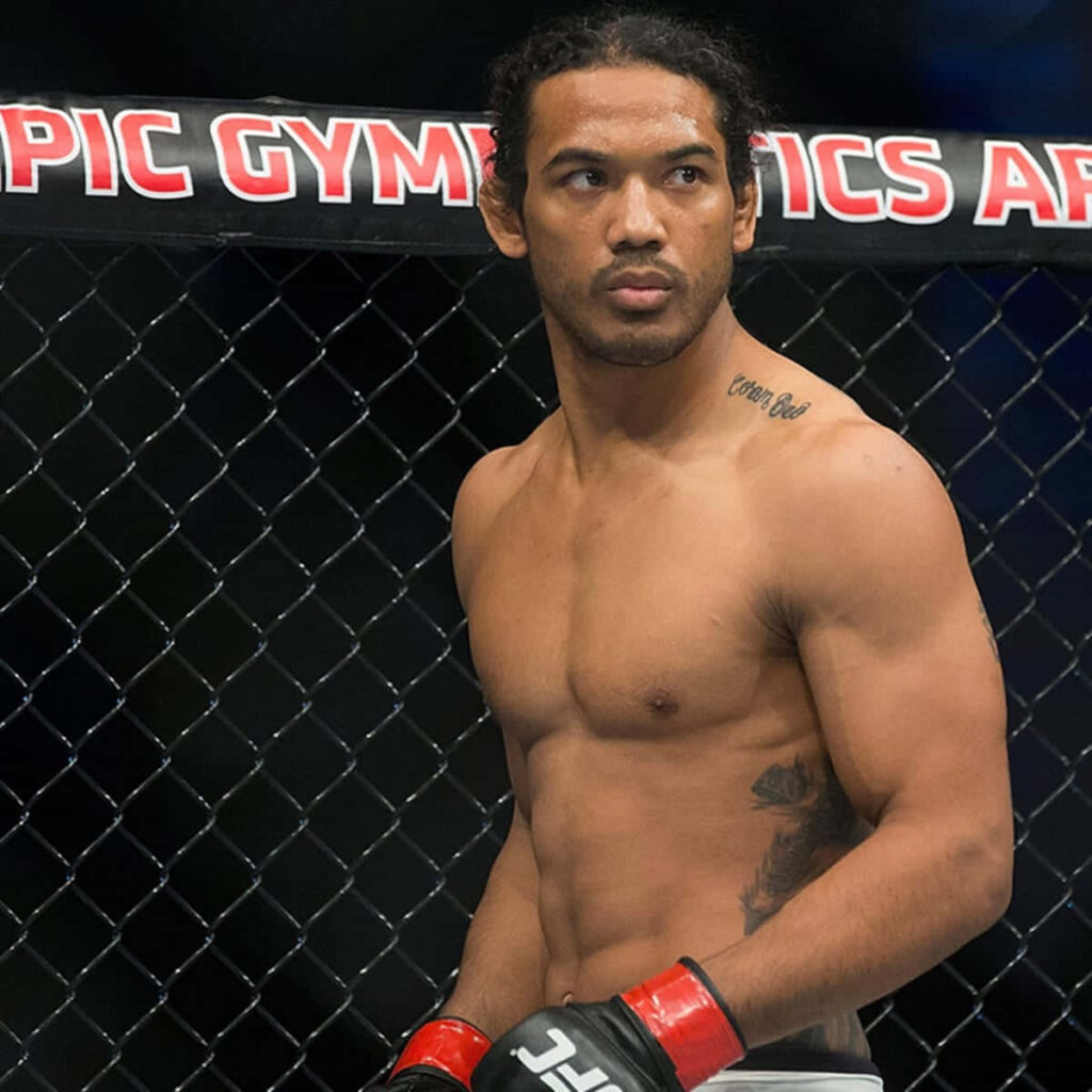 Ben Henderson MMA fighter in ring showcasing athletic build and focused expression wallpaper