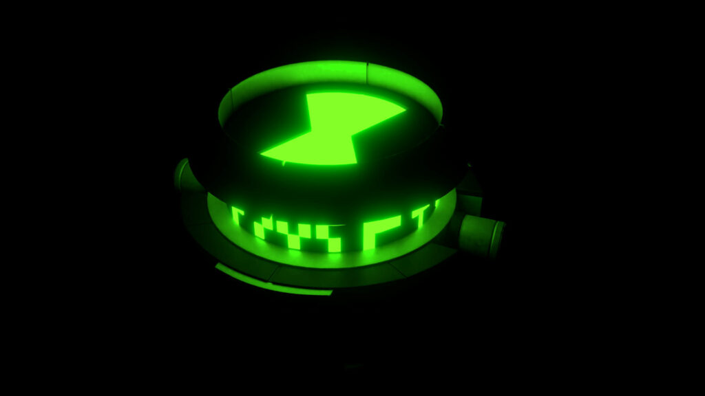 Ben Tennyson Omnitrix glowing in dark wallpaper capturing powerful iconic device essence