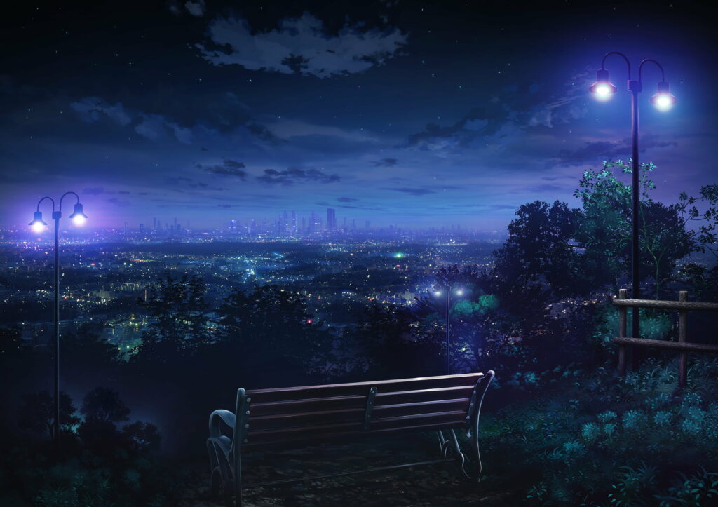 Urban Serenity: A Captivating Night Cityscape from Above Wallpaper