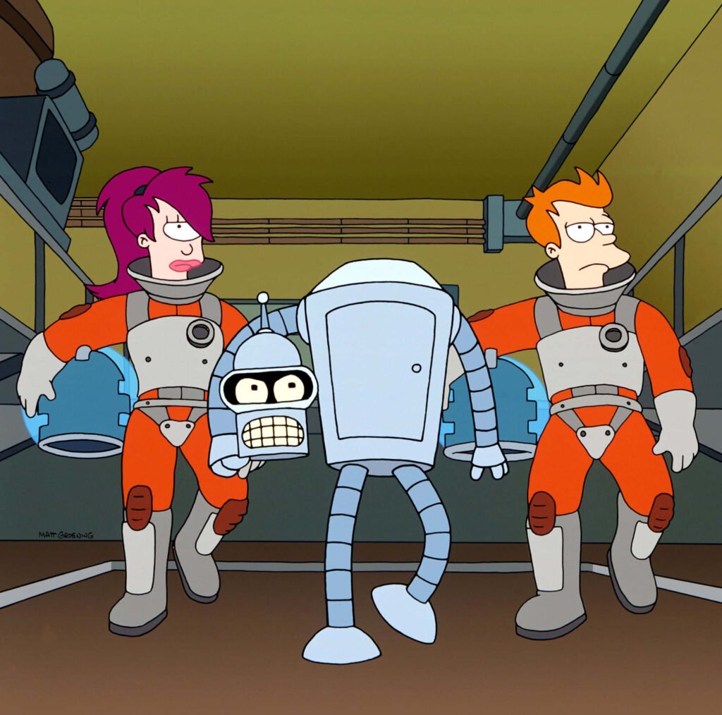 Bender from Futurama: Hiding Behind TV Screens - Humorous Wallpaper