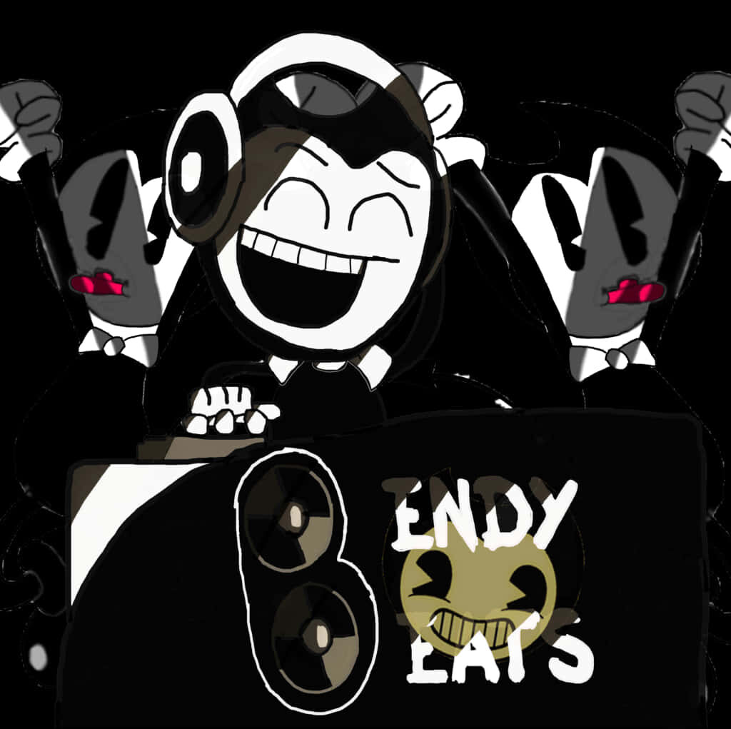 Smiling Bendy DJ wallpaper vibrant music theme energetic backdrop Bendy and the Ink Machine art