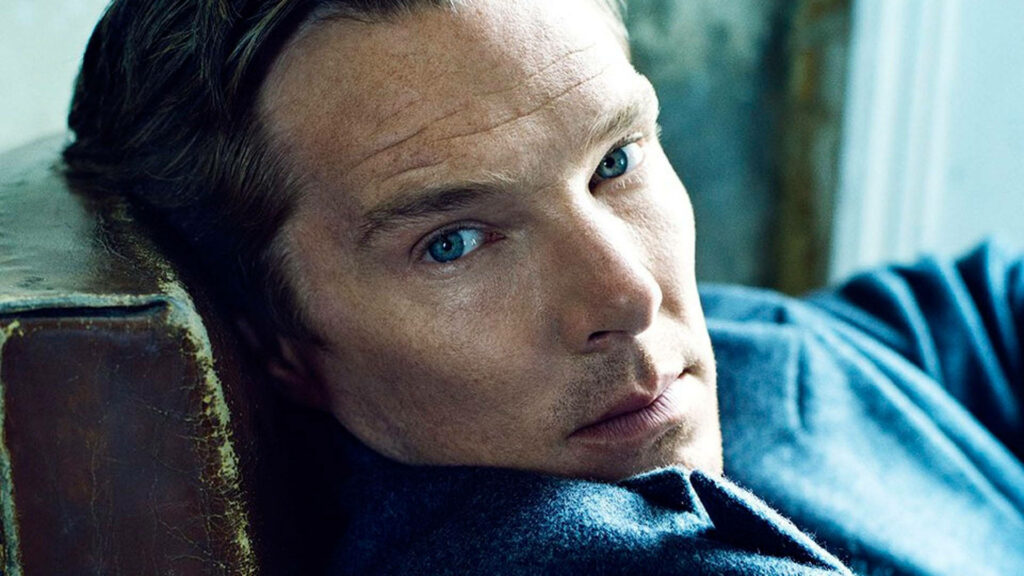 Benedict Cumberbatch wallpaper with deep blue eyes and natural light in a relaxed setting