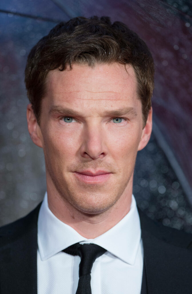 Benedict Cumberbatch front profile in formal suit intense gaze sophisticated style wallpaper