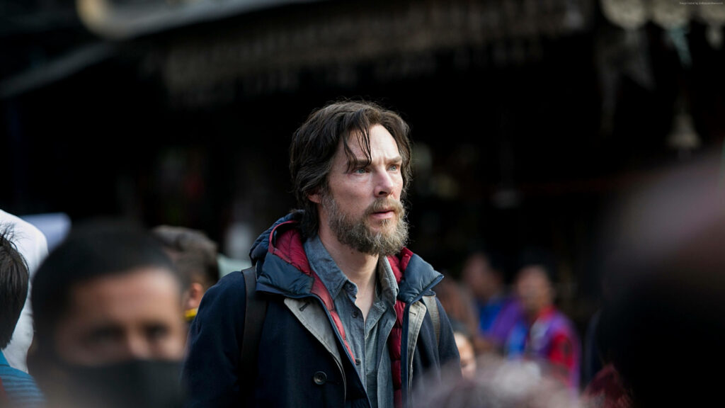 Benedict Cumberbatch rugged undercover intense expression crowd urban wallpaper background
