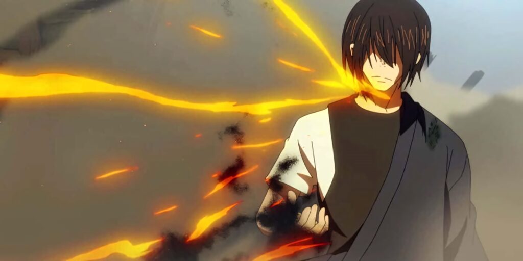 Benimaru Shinmon Fire Force intense fiery energy smoky background wallpaper image