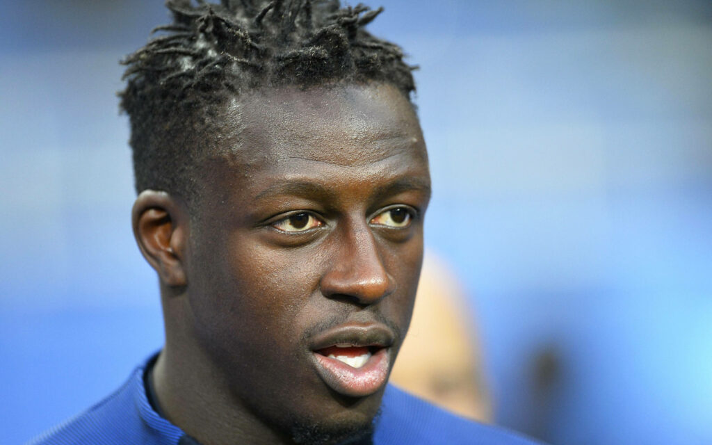Benjamin Mendy close-up portrait football superstar focused expression wallpaper background