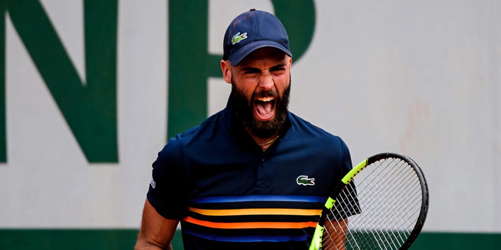Benoît Paire tennis player mid-roar showing intense focus and competitive spirit on court Wallpaper
