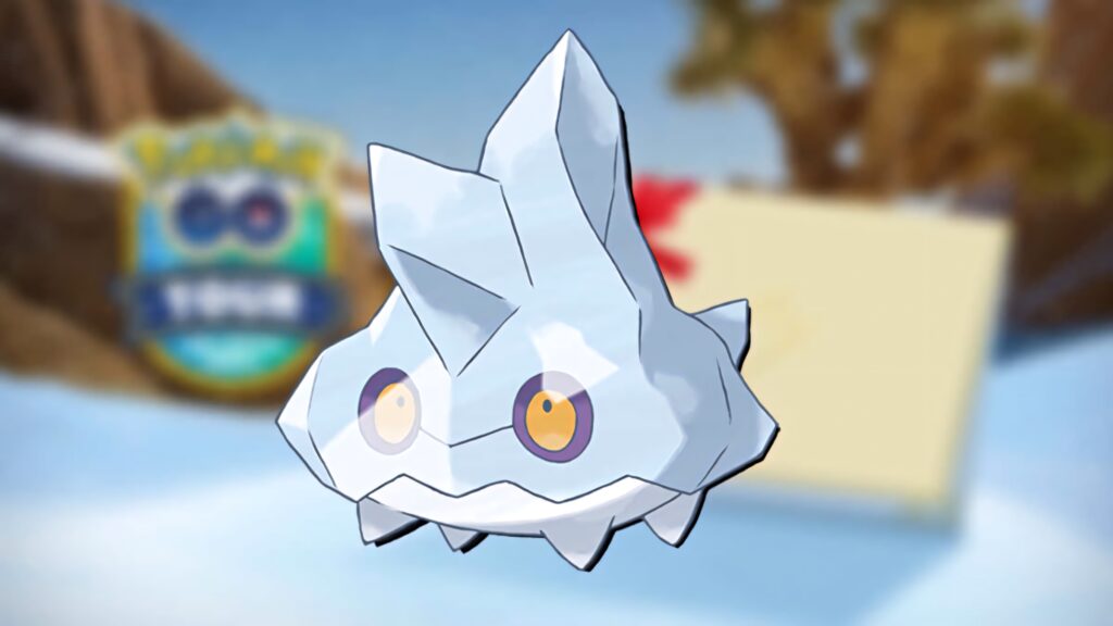 Bergmite Pokémon with icy crystalline body on soft blurry background wallpaper image