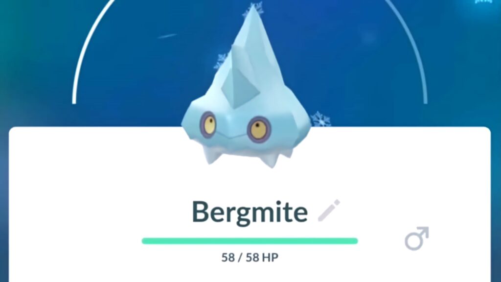 Bergmite wallpaper with 58 HP on cool blue background perfect for desktop screens