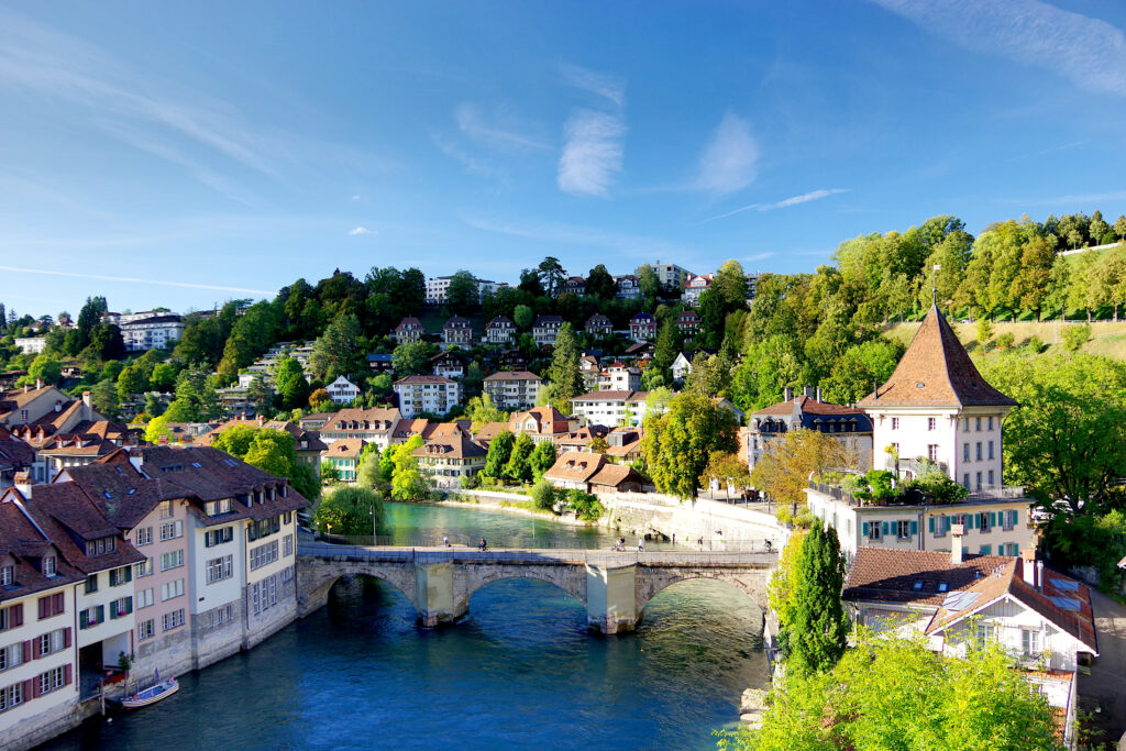 Picturesque Bern Wallpaper: Historic Bridge & Scenic River View