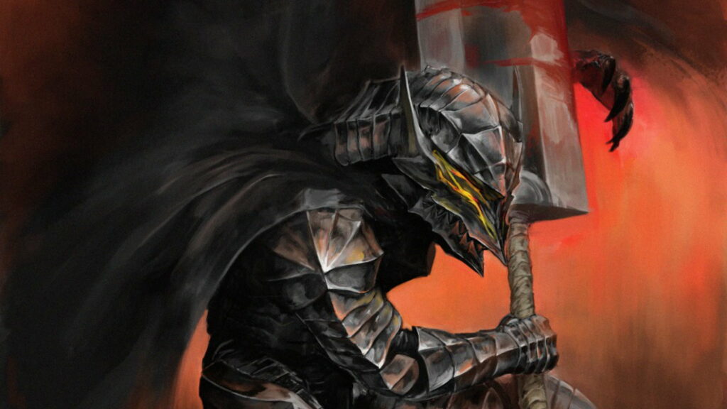 Berserk Monster: A Digital Wallpaper Adventure of a Cape-Wearing Warrior with a Weapon