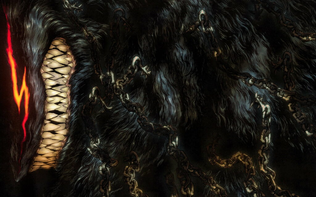 Black Wolf Berserk: Kentaro Miura's Illustration Comes to Life in Stunning HD Wallpaper